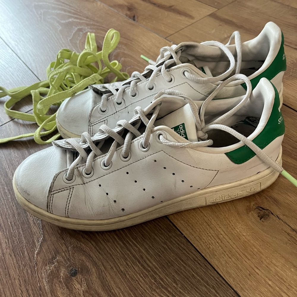 Adidas White Green Stan Smith Sneakers - Picture 3 of 12